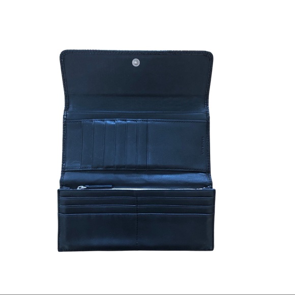 🌺WALLET WOMEN'S BLACK TRI-FOLD CROC LEATHER - Picture 3 of 8